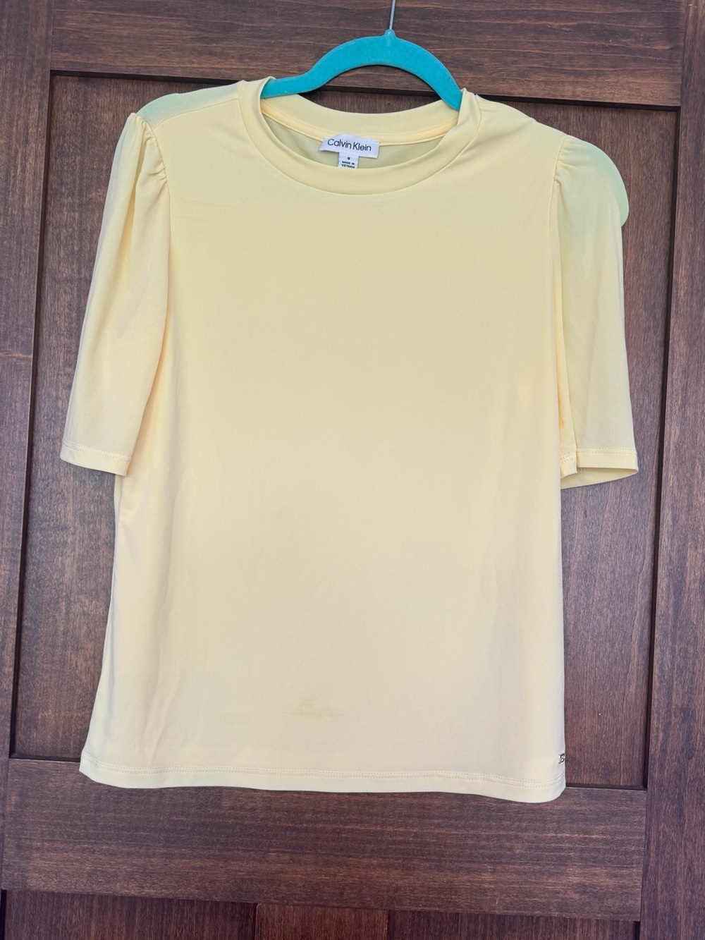 Calvin Klein Pale Yellow Puff-Sleeve Short Sleeve Tee